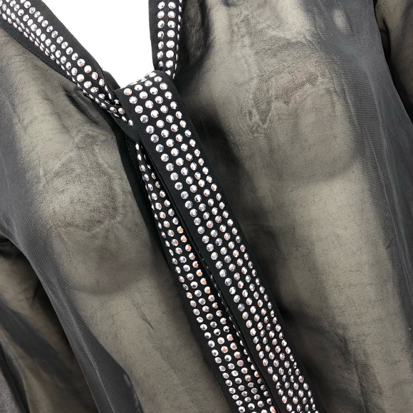 NWOT Black Sheer Embellished Blouse - Picture 4 of 13
